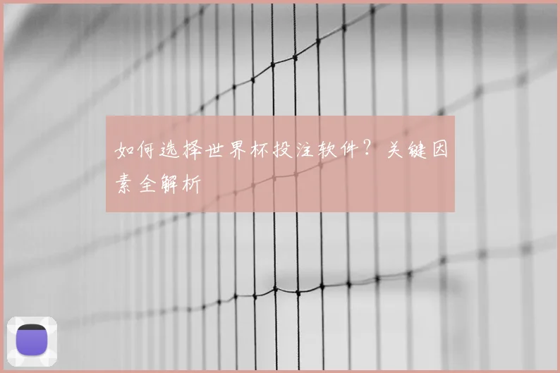 如何选择世界杯投注软件？关键因素全解析